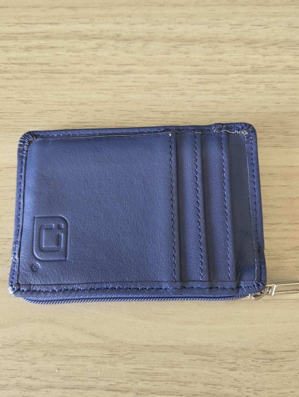 Identity Stronghold RFID Blocking Leather Card Holder Wallet Blue Zip NEW